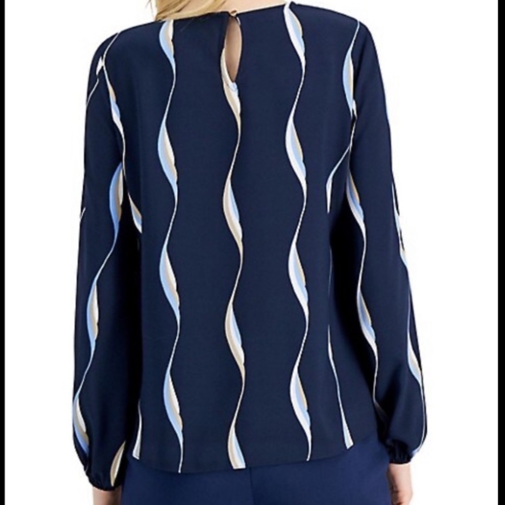 Alfani | Navy Crossover Hem Long Sleeve Blouse NWT - Picture 11 of 12